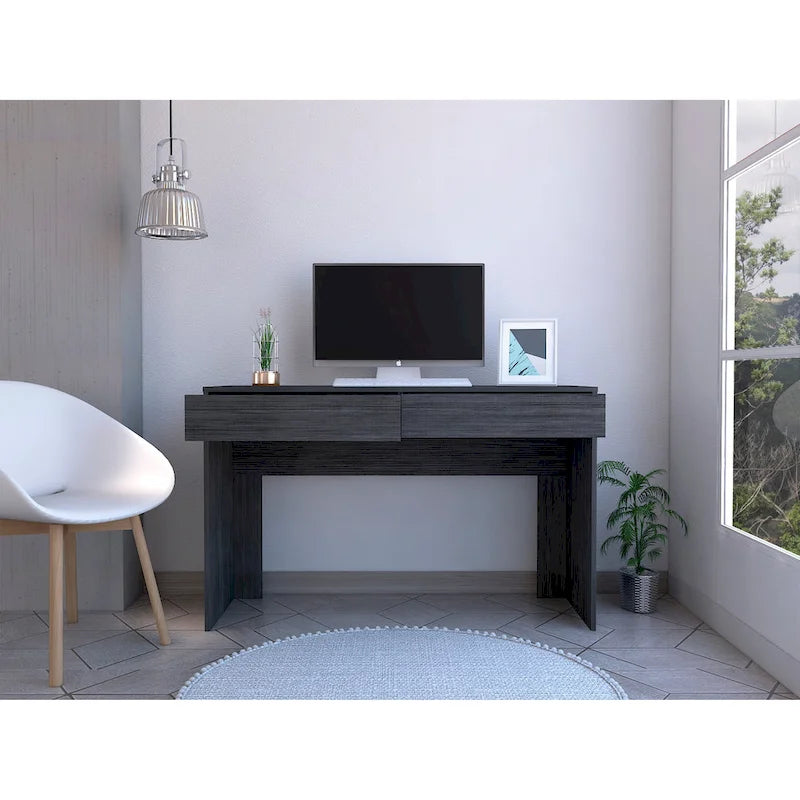 Scrivania per Computer con 2 Cassetti Senza Maniglie, Stile Tampa, Scrivania da Scrittura per Ufficio Domestico