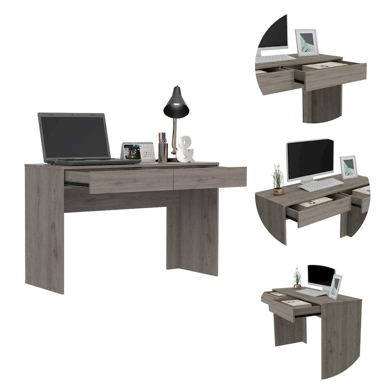 Scrivania per Computer con 2 Cassetti Senza Maniglie, Stile Tampa, Scrivania da Scrittura per Ufficio Domestico