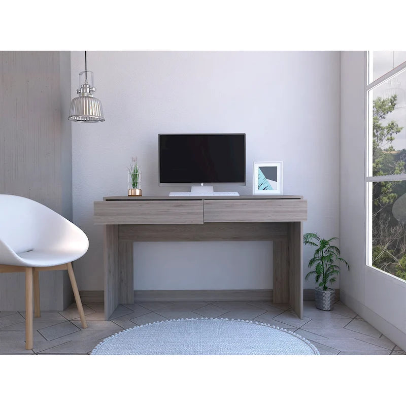Scrivania per Computer con 2 Cassetti Senza Maniglie, Stile Tampa, Scrivania da Scrittura per Ufficio Domestico