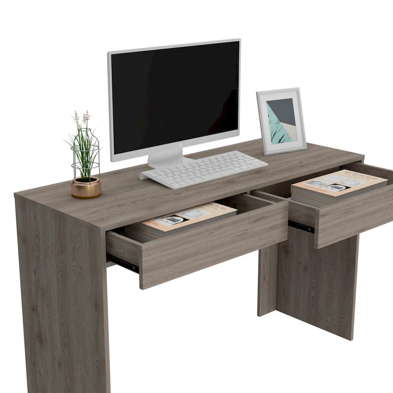 Scrivania per Computer con 2 Cassetti Senza Maniglie, Stile Tampa, Scrivania da Scrittura per Ufficio Domestico