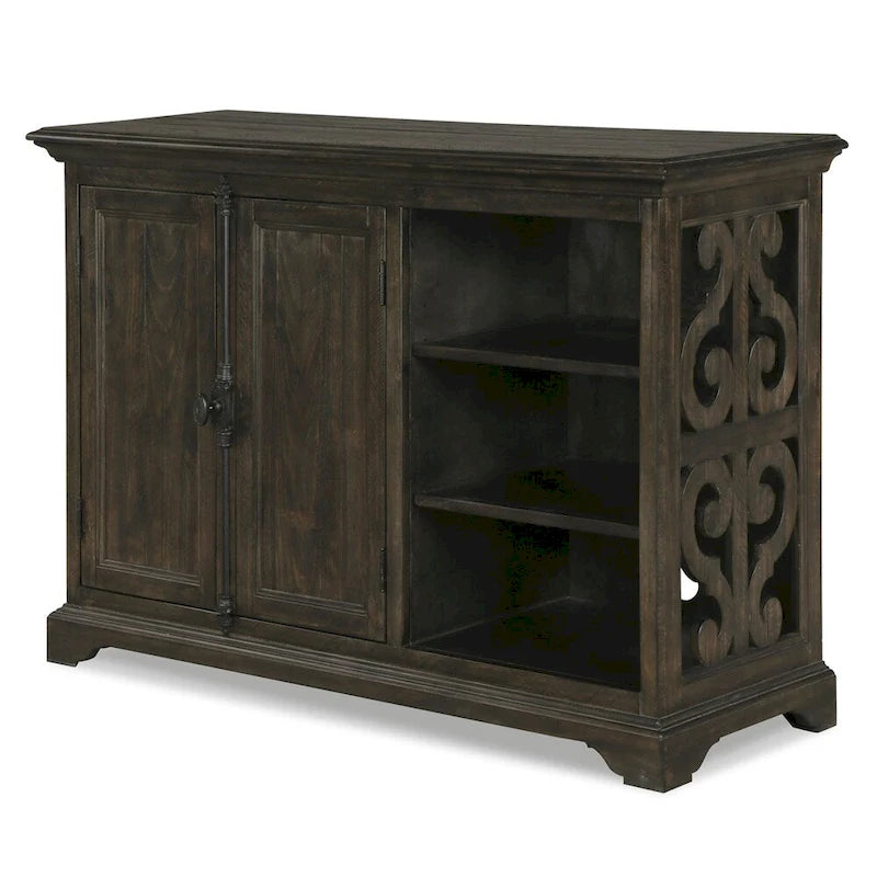 Supporto per stampante tradizionale effetto invecchiato color grani di pepe, struttura in legno, mobili per ufficio domestico