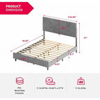 Struttura letto con piattaforma e luci LED RGB intelligenti, testiera capitonné, rivestimento in PVC, senza rete a molle