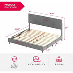 Struttura letto con piattaforma e luci LED RGB intelligenti, testiera capitonné, rivestimento in PVC, senza rete a molle