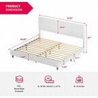 Struttura letto con piattaforma e luci LED RGB intelligenti, testiera capitonné, rivestimento in PVC, senza rete a molle