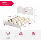 Struttura letto con piattaforma e luci LED RGB intelligenti, testiera capitonné, rivestimento in PVC, senza rete a molle