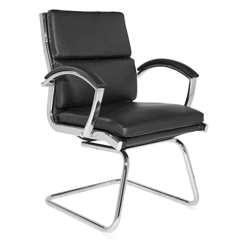 Sedia visitatore in similpelle con schienale medio