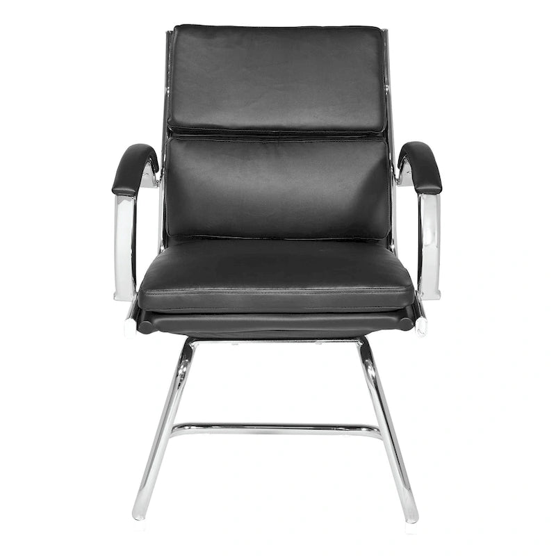 Sedia visitatore in similpelle con schienale medio