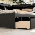 Letto matrimoniale con librerie a L, cassetti, espresso