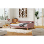 Divano Letto Imbottito Matrimoniale con 4 Gambe di Supporto, Rosa