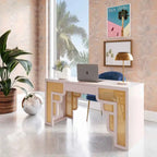 Scrivania Suzie Wood e Rattan con 1 Cassetto