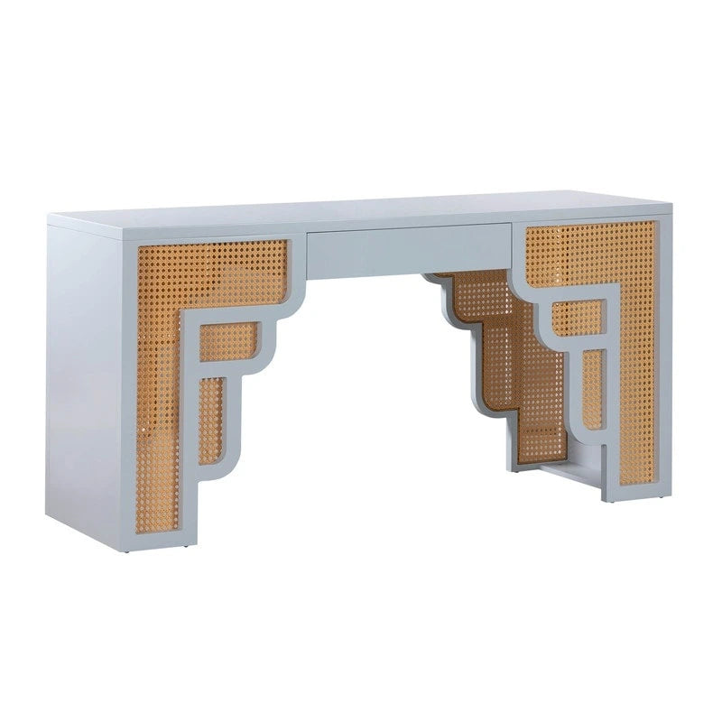 Scrivania Suzie Wood e Rattan con 1 Cassetto