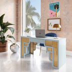 Scrivania Suzie Wood e Rattan con 1 Cassetto