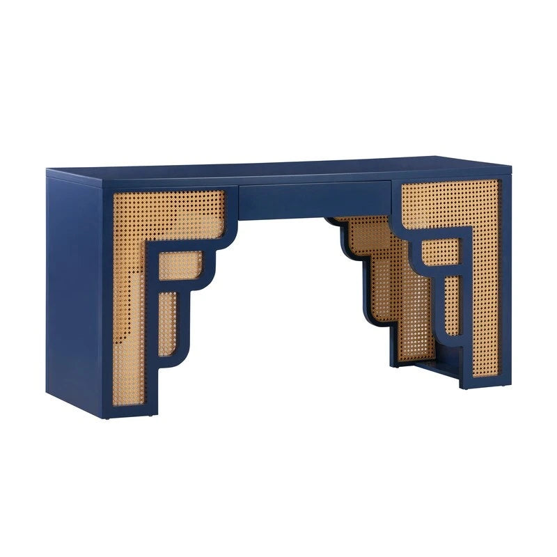 Scrivania Suzie Wood e Rattan con 1 Cassetto