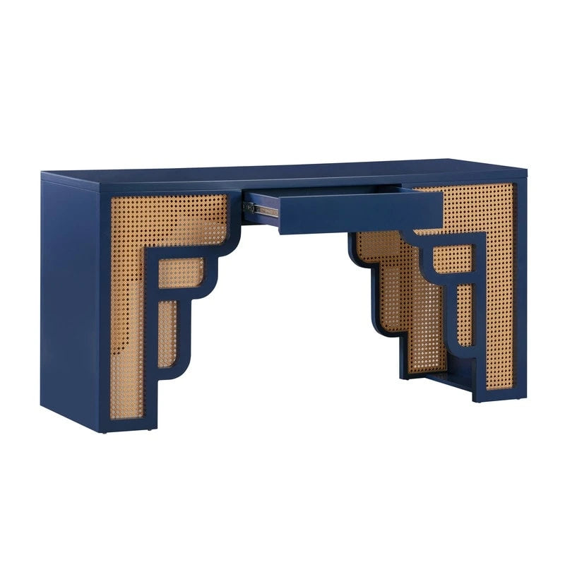 Scrivania Suzie Wood e Rattan con 1 Cassetto