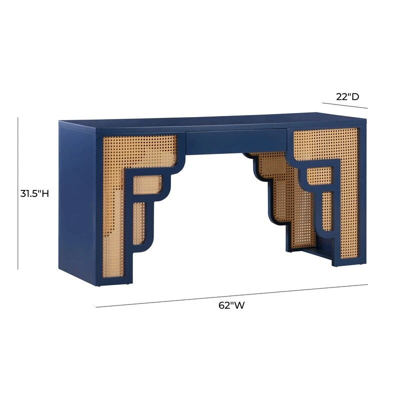 Scrivania Suzie Wood e Rattan con 1 Cassetto