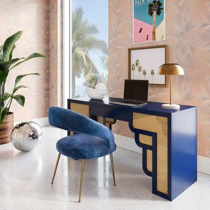 Scrivania Suzie Wood e Rattan con 1 Cassetto