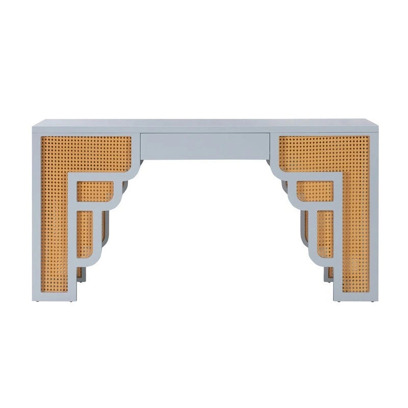 Scrivania Suzie Wood e Rattan con 1 Cassetto