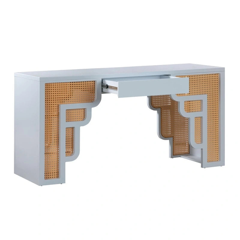 Scrivania Suzie Wood e Rattan con 1 Cassetto