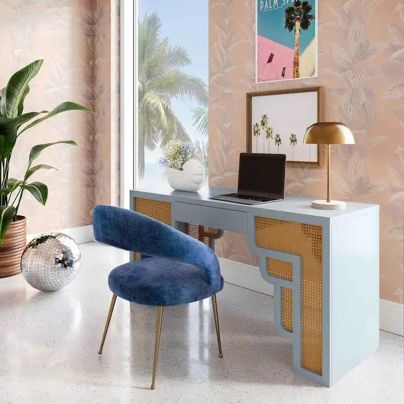 Scrivania Suzie Wood e Rattan con 1 Cassetto