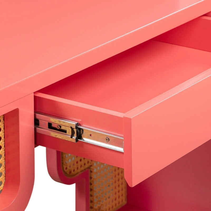 Scrivania Suzie Wood e Rattan con 1 Cassetto