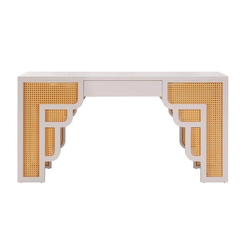 Scrivania Suzie Wood e Rattan con 1 Cassetto