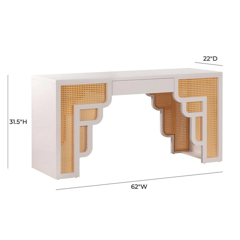 Scrivania Suzie Wood e Rattan con 1 Cassetto