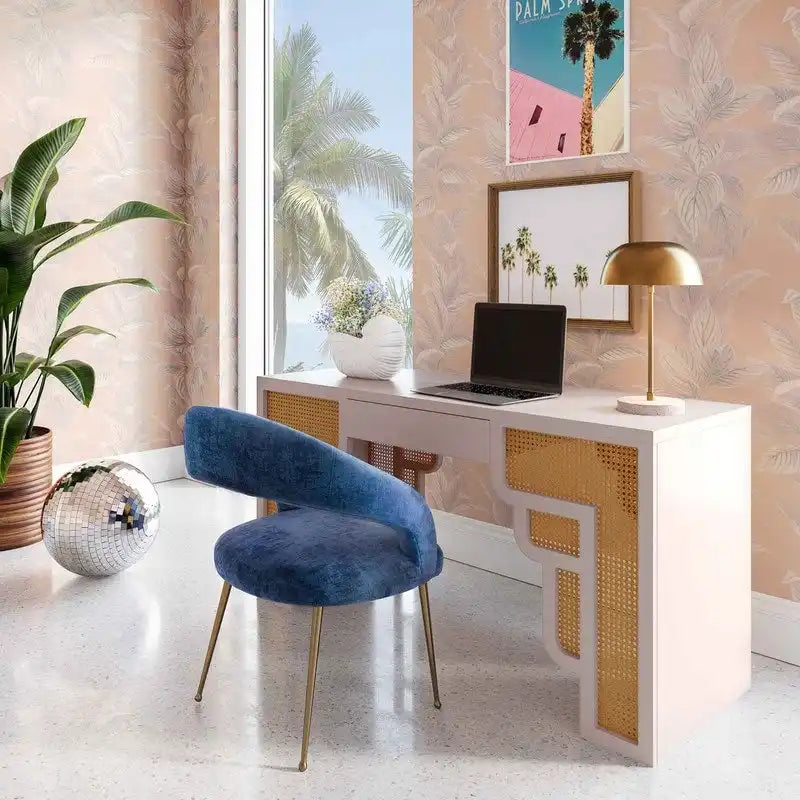 Scrivania Suzie Wood e Rattan con 1 Cassetto