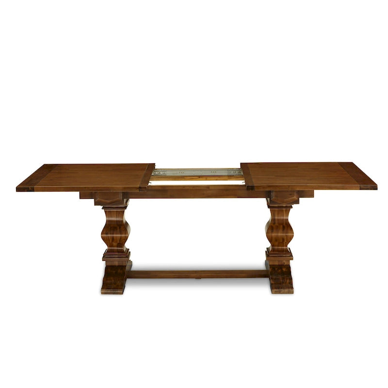 Set da tavolo da pranzo rettangolare, sedie in lino chiaro color tortora, legno massello, diverse opzioni di pezzi