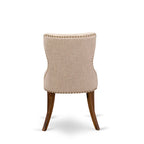 Set da tavolo da pranzo rettangolare, sedie in lino chiaro color tortora, legno massello, diverse opzioni di pezzi
