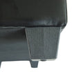 Panca contenitore in similpelle nera da 128 cm, con coperchio trapuntato e imbottito, struttura in legno, design track-style