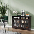 Credenza da cucina moderna, mobile da buffet, ante scorrevoli in vetro, ripiano regolabile, marrone scuro
