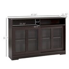 Credenza da cucina moderna, mobile da buffet, ante scorrevoli in vetro, ripiano regolabile, marrone scuro