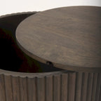 Tavolino rotondo Terra in legno massiccio marrone scuro con scanalature