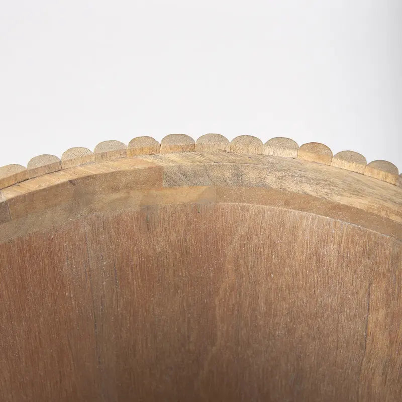 Tavolino rotondo Terra in legno massiccio marrone scuro con scanalature