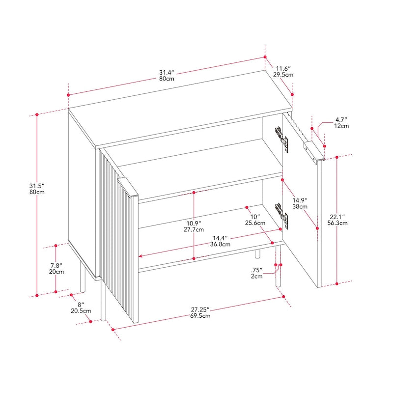 Mobile credenza 2 ante, Contenitore da salotto e sala da pranzo, Stile moderno