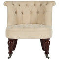 Poltrona d'Appoggio Trapuntata Naturale, Tessuto Misto Cotone, Stile Classico Inglese, Sedia da Salotto