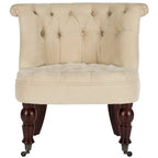 Poltrona d'Appoggio Trapuntata Naturale, Tessuto Misto Cotone, Stile Classico Inglese, Sedia da Salotto