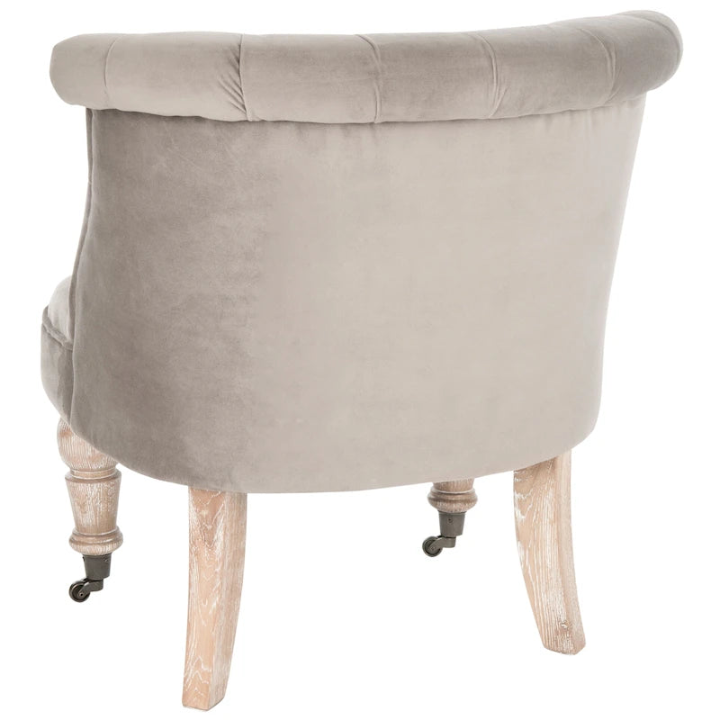 Poltrona d'Appoggio Trapuntata Naturale, Tessuto Misto Cotone, Stile Classico Inglese, Sedia da Salotto