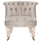 Poltrona d'Appoggio Trapuntata Naturale, Tessuto Misto Cotone, Stile Classico Inglese, Sedia da Salotto