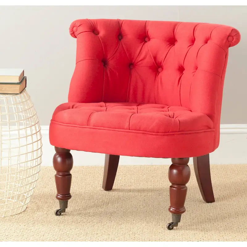 Poltrona d'Appoggio Trapuntata Naturale, Tessuto Misto Cotone, Stile Classico Inglese, Sedia da Salotto