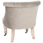 Poltrona d'Appoggio Trapuntata Naturale, Tessuto Misto Cotone, Stile Classico Inglese, Sedia da Salotto