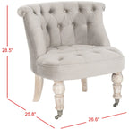 Poltrona d'Appoggio Trapuntata Naturale, Tessuto Misto Cotone, Stile Classico Inglese, Sedia da Salotto