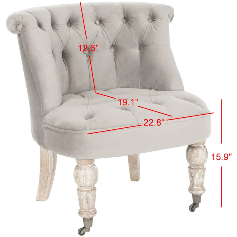 Poltrona d'Appoggio Trapuntata Naturale, Tessuto Misto Cotone, Stile Classico Inglese, Sedia da Salotto