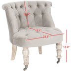 Poltrona d'Appoggio Trapuntata Naturale, Tessuto Misto Cotone, Stile Classico Inglese, Sedia da Salotto