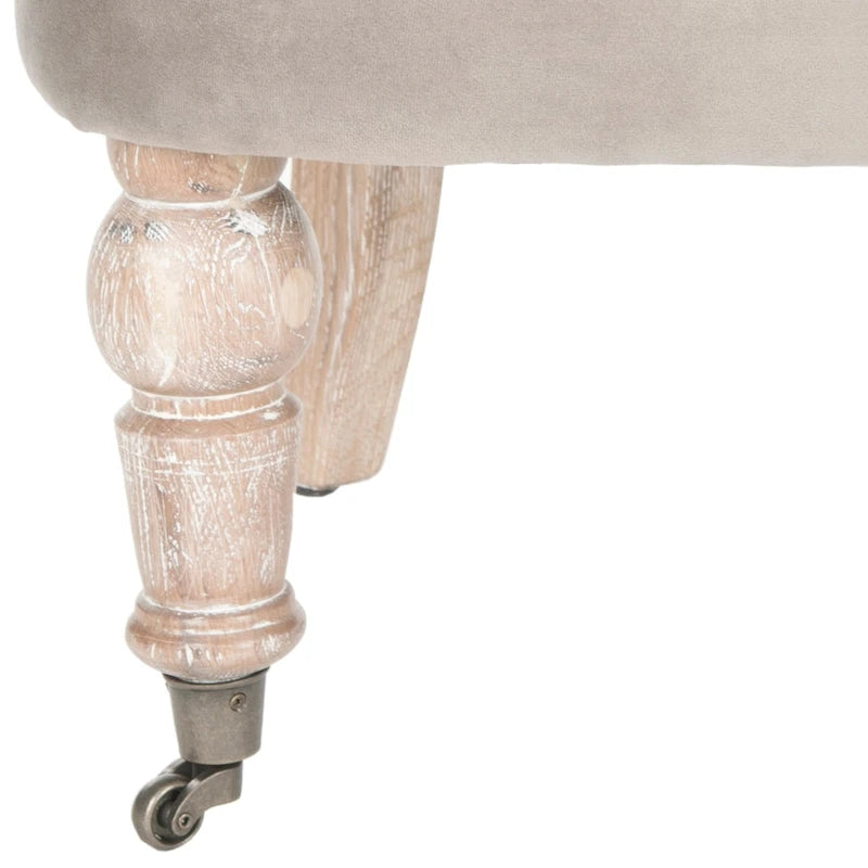 Poltrona d'Appoggio Trapuntata Naturale, Tessuto Misto Cotone, Stile Classico Inglese, Sedia da Salotto
