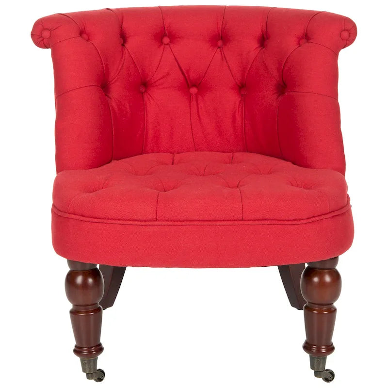 Poltrona d'Appoggio Trapuntata Naturale, Tessuto Misto Cotone, Stile Classico Inglese, Sedia da Salotto