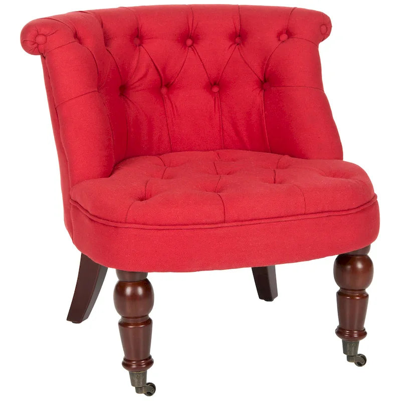 Poltrona d'Appoggio Trapuntata Naturale, Tessuto Misto Cotone, Stile Classico Inglese, Sedia da Salotto