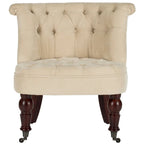 Poltrona d'Appoggio Trapuntata Naturale, Tessuto Misto Cotone, Stile Classico Inglese, Sedia da Salotto