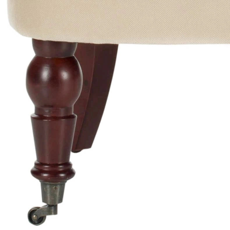 Poltrona d'Appoggio Trapuntata Naturale, Tessuto Misto Cotone, Stile Classico Inglese, Sedia da Salotto
