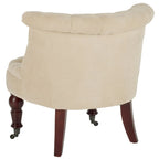 Poltrona d'Appoggio Trapuntata Naturale, Tessuto Misto Cotone, Stile Classico Inglese, Sedia da Salotto